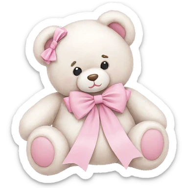 teddy bear with pink bow sticker