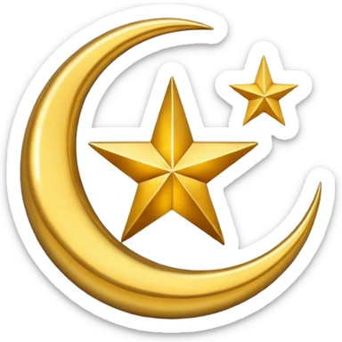 Star and Crescent emoji with black background and no face only star and crescent. sticker