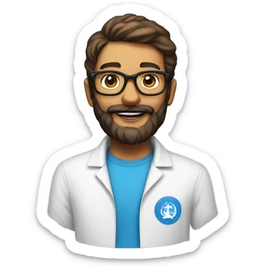 Un jeune avec une calvitie, une barbe et des lunettes sticker