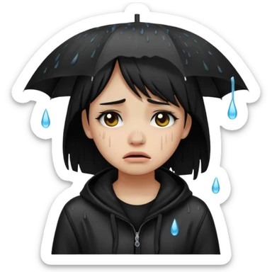 emo girl crying in the rain sticker