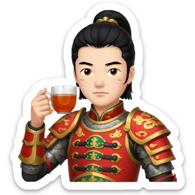 Lu bu squinting while drinking tea  sticker