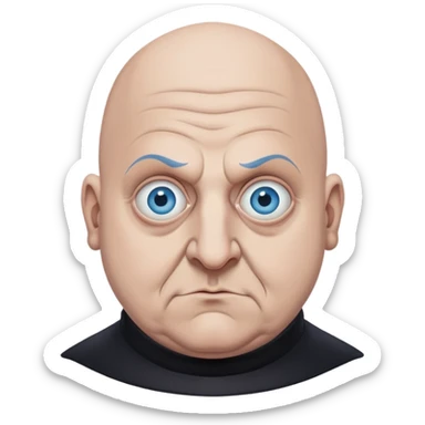 uncle fester, blue eyes, less chubby sticker