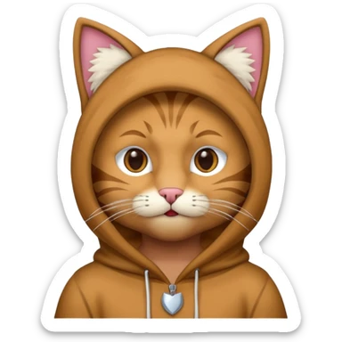 A man wearing cat clothes  and showing his paws sticker