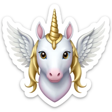 White heart with gold unicorn horn & white wings sticker