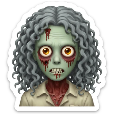 long curly haired zombie sticker