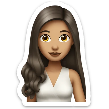 Brunette girl long hair with a martini sticker