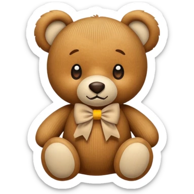 Corduroy texture plush bear ribbed texture with brown bow  sticker