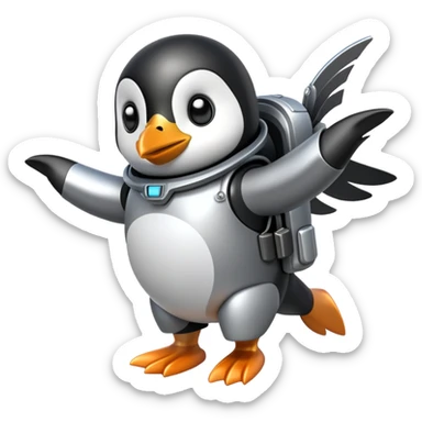 penguin with a jetpack sticker