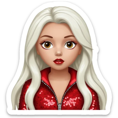 Jesy Nelson from Little Mix with long white hair, red sequin outfit sticker