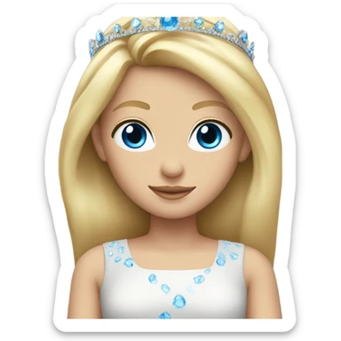 Blond girl blue eyes tiara sticker