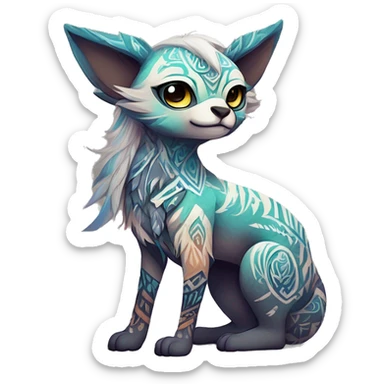 cute Kawaii edgy ethereal shy epic tribal fantasy animal fursona Fionbri creature by griffsnuff & LiLaiRa & Falvie with exotic colors with intricate patterns full body sticker