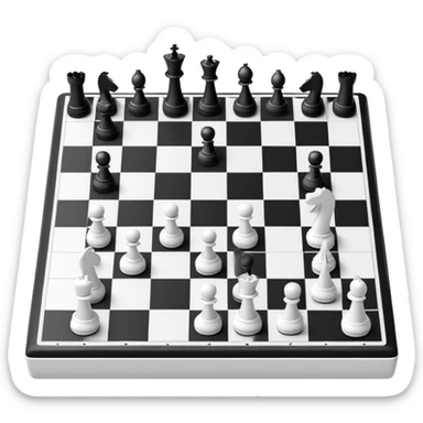 simple black and white chess board with alternating squares, empty with no chess pieces sticker