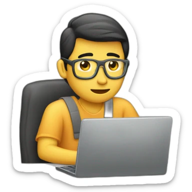 un chico en sentado en la computadora editando la compu se tiene que ver sticker