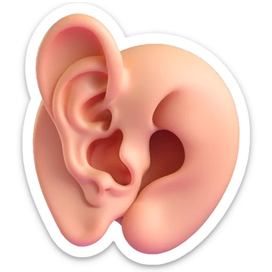 3D style cartoon ear with exaggerated features sticker