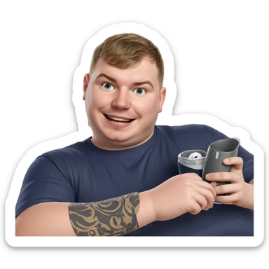 smiling boy with cup indoors sticker