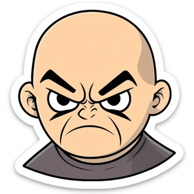 angry frowning cartoon expression of bald strong man, suitable for emoji sticker sticker