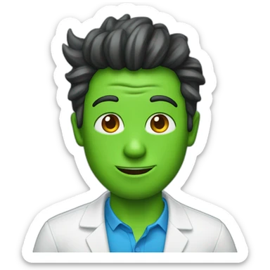 Green guy with devil horns blue shirt and white pants sticker