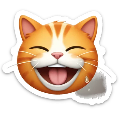 orange cat laughing with tears coming out sticker