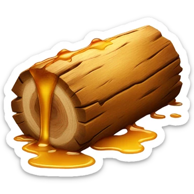 A wooden log covered in honey dripping on it sticker