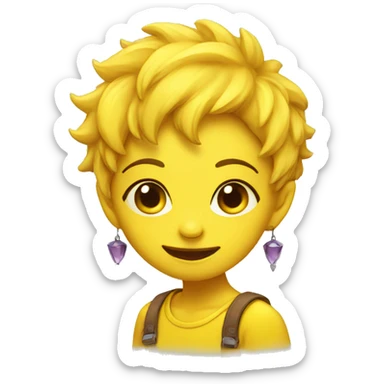 Female Cute Monster with Yellow shirt and earrings exploring the nature  sticker