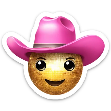 Disco ball wearing pink cowgirl hat sticker