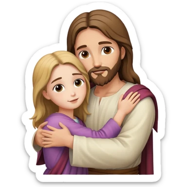 Jesus hugs a girl sticker