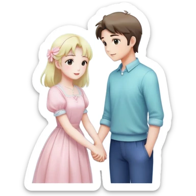 Pastel warm-colored romantic vintage gorgeous beautiful lush sensual sweet cute anime sparkly Moonlight couple date sticker