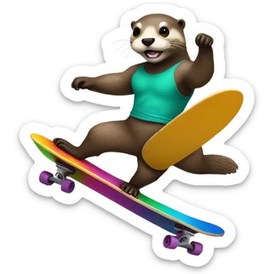 Otter riding a skateboard in a wrestling mask sticker