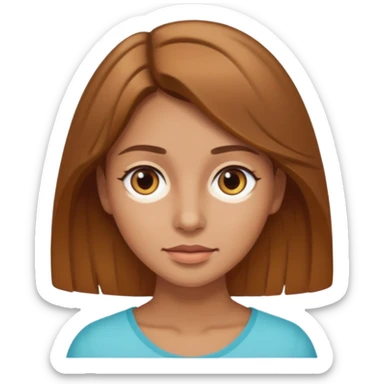 Create a woman with light brown hair and light brown eyes, with half-tanned skin sticker