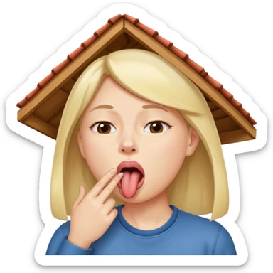 person demonstrating mewing, pressing tongue to roof of mouth, closed lips, neutral expression sticker