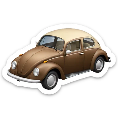 brown vw beetle with beige roof (side perspective) sticker