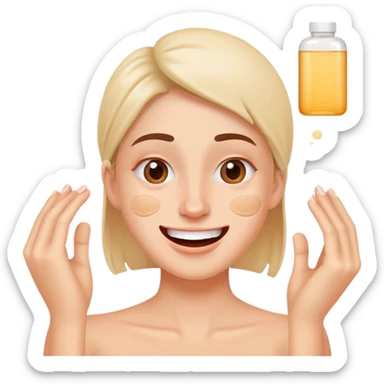 Funny face with uneven skin tone patches reacting to skincare products sticker