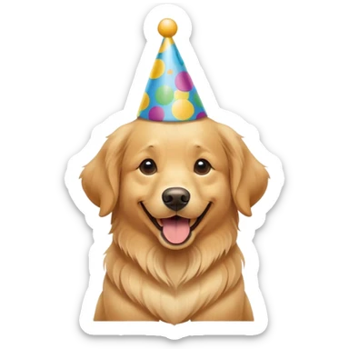 dog wearing a birthday hat sticker
