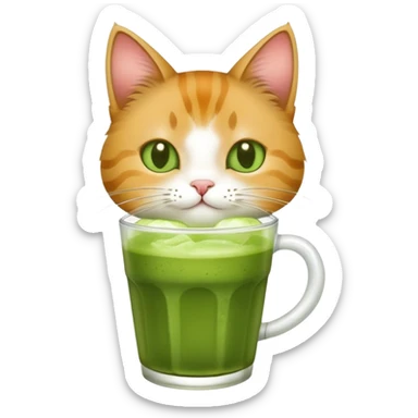 Cat drinking matcha ice tea sticker