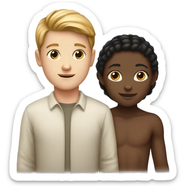 white boy and a white girl with brown skin kid( 3 people) sticker
