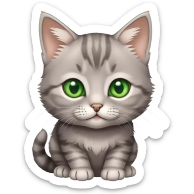 grey cute shorthair tabby kitten green eyes sticker