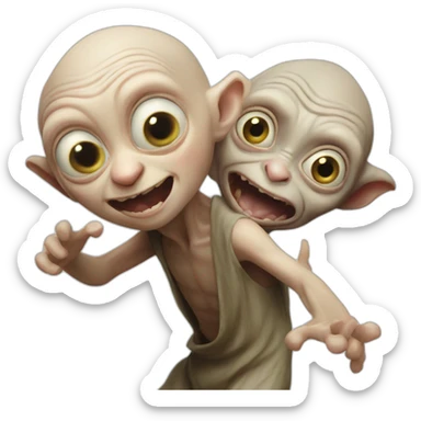Gollum and dobby(from Harry Potter) celebrating  sticker