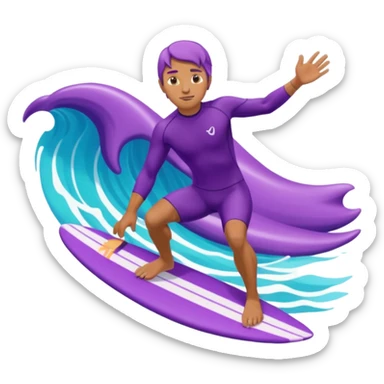 glitter surfer purple surf in wave ocean cian sticker