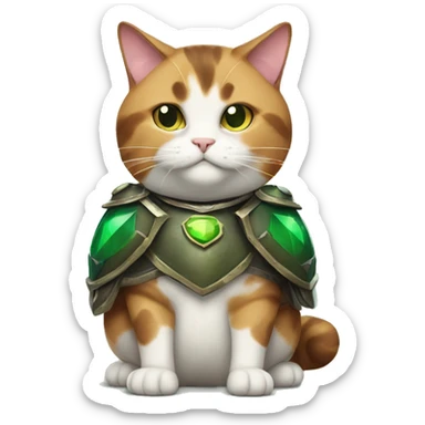 Fat calico cat with emerald armor  sticker