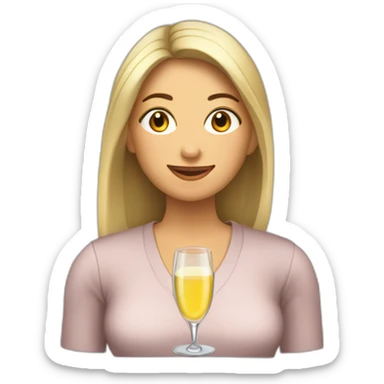 mujer vestida de juez claro liso con botella y  copa de champaña sticker