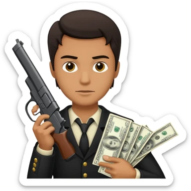 Mafia holding gun and money sticker