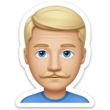 guy with blond hair, mustache, and blue eyes sticker