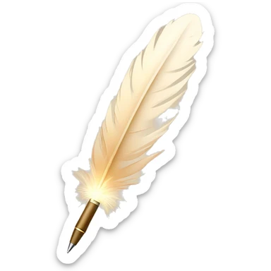 A glowing feather pen in beige sticker