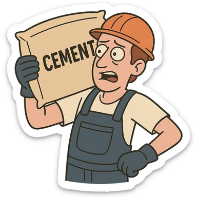 flat cement bag, minimal shading, construction sticker