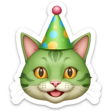 green cat  with party hats sticker