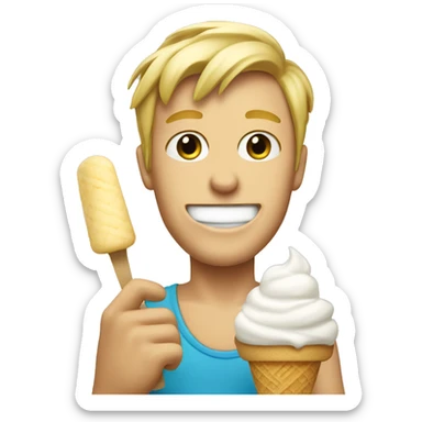 Blond guy eating cream ice cream sticker