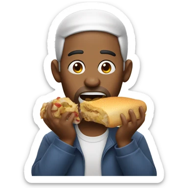  Big person stuffing face with food  sticker