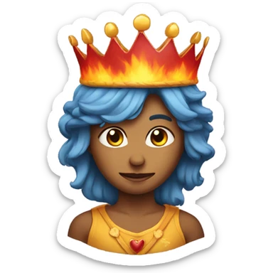 A flaming heart wearing a crown  sticker
