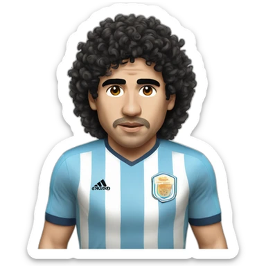 Curly hair Maradona run 86 argentina sticker