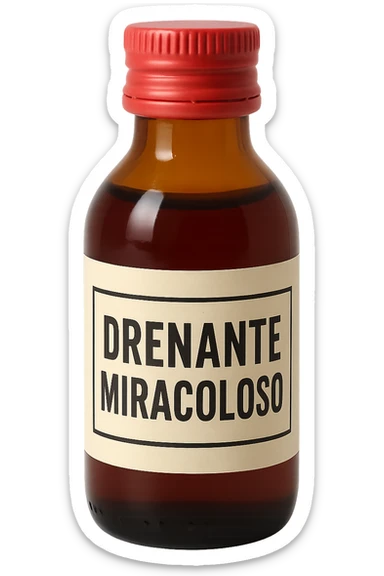 boccetta di drenante da bere, con la scritta "DRENANTE MIRACOLOSO" SULL'ETICHETTA sticker